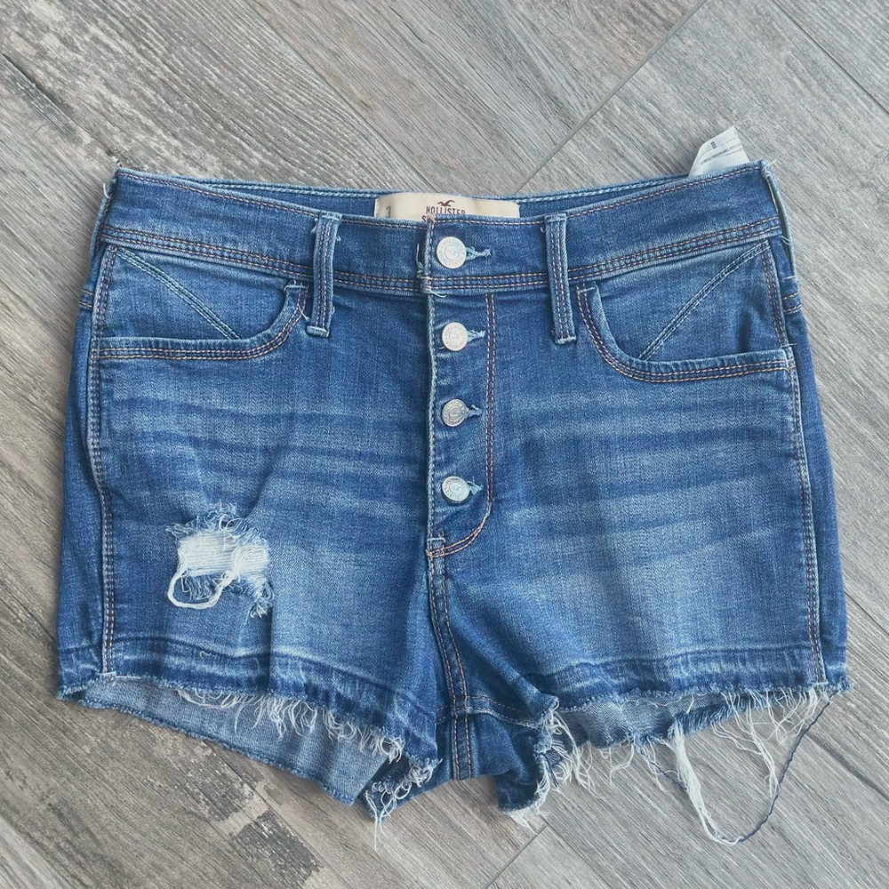 High Rise Milti-Button Jean Shorts